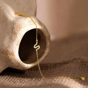 18k Gold Snake Bracelets Diamond Bracelet Delicate Mom