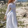 Linen Maxi Dress: White Buttons Casual Shirt Style