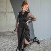Black Lace Dress Gothic Maxi Wrap Cocktail Prom