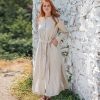 Linen Shirt Dress Button Down Long Sleeve Maxi