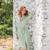 Linen Button Down Dress Shirt Women Long Sleeve