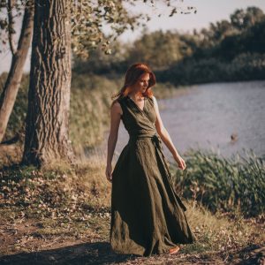 Ready To Ship Wrap Linen Dress Maxi Summer