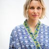 Plus Size Long Hand Block Print Kimono Robe