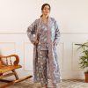 Long Hand Block Print Kimono Robe In Meadow